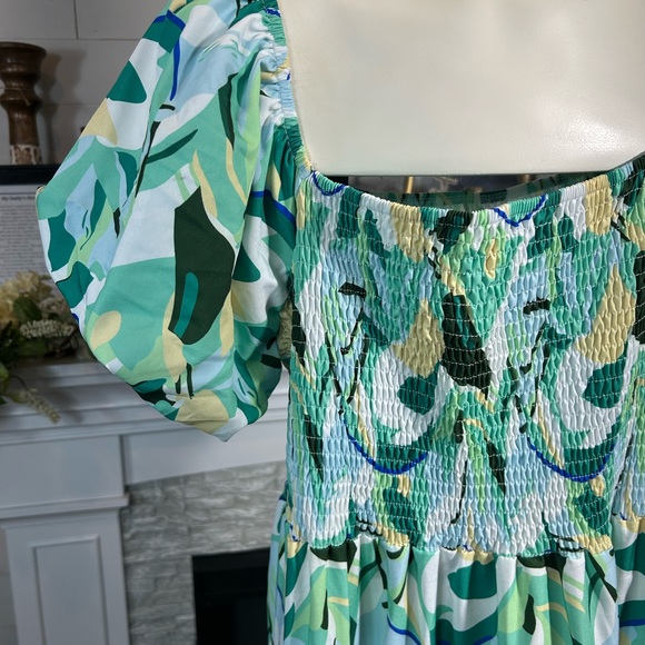 Vibrant Green and Blue Maxi Dress - Picture 3 of 11